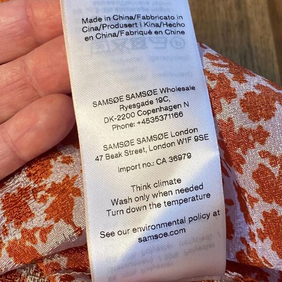 Samsoe Karookh Blouse Floral Shimmer Flutter Sleeve Feminine Romantic Womens S - Picture 10 of 13